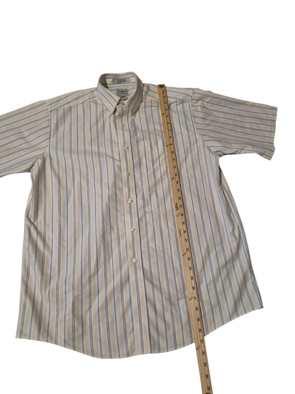 L.L.Bean Mens 16.5 Dress Shirt Pastel Striped Wrinkle Free Traditional Fit Shirt - Picture 7 of 7